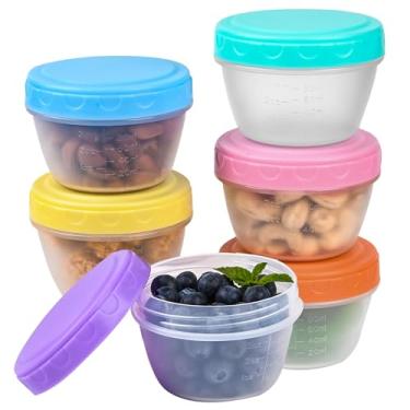 Imagem de RXRRXR Recipientes para molho de salada To Go 118 g com tampas reutilizáveis sem BPA copos de molho à prova de vazamento para lanche, armazenamento de cozinha, acampamento, viagem (pacote com 118 ml)