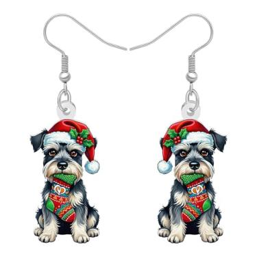 Imagem de DALANE Brincos de acrílico para cães Schnauzer de Natal, pingentes, presentes de Natal para amantes de cães, anime, filhotes, acessórios de joias, Medium, Acrílico, Sem pedra preciosa