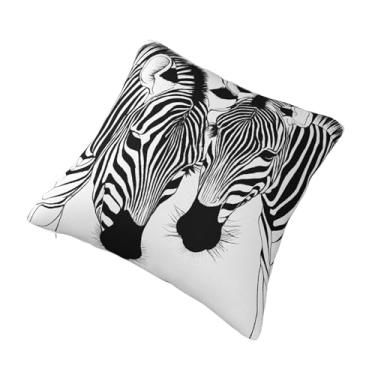 Imagem de Almofada quadrada decorativa abstrata de zebra animal - Design reversível, zíper oculto, poliéster macio para sofá, cama e carro - Hipoalergênico 66 cm x 66 cm