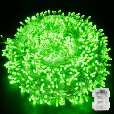 Imagem de YUANHUYUOU Luzes de corda de Natal, 10 m, 80 LED, luzes de fadas operadas por bateria, luzes de corda de LED à prova d'água para decoração interna e externa, jardim, festa, Natal (verde)