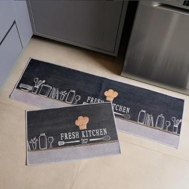Imagem de Tapete para Cozinha Passadeira Kit 2 Peças Belga Emborrachada Antiderrapante – Estilo e Segurança para Seus Pisos(Kit Passadeira chefe)