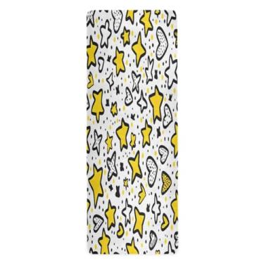 Imagem de Wassud Tapete de ioga Line Art Stars dobrável para exercícios de ginástica antiderrapante para mulheres e homens, tapete de fitness de pilates com bolsa de armazenamento 180 cm x 66 cm