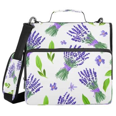 Imagem de STAYTOP Pasta de zíper escolar lavanda com alça de ombro, anéis de vedação de 3,8 cm, capacidade para 600 folhas, pasta de arquivos expansível, vários bolsos e organizador de armazenamento