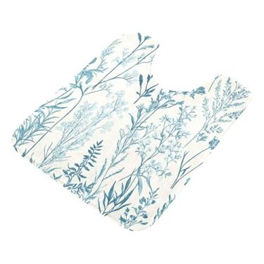 Imagem de Burbuja Tapete de banheiro vintage de ervas silvestres, tapete de banho absorvente de pelúcia macio, base antiderrapante para piso de banheiro, oval em forma de U