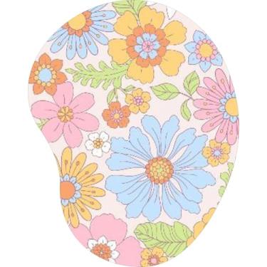 Imagem de Mouse Pad Ergonômico Gota Estampa Flor Retrô Tons Pastel