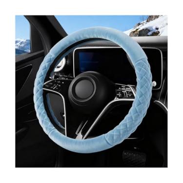 Imagem de Osilly Capa de volante de carro, pelúcia macia e quente, protetor de volante de veículo de 38 cm, acessórios de proteção interna automotiva antiderrapante, universal para SUV Truck Van (azul)