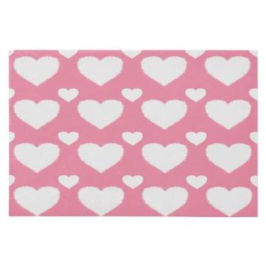 Imagem de YETTASBIN Capacho grande 61 x 91 cm - Tapete de piso macio lavável de coração branco super absorvente de baixo perfil com traseira de borracha antiderrapante para porta da frente, cozinha, quarto