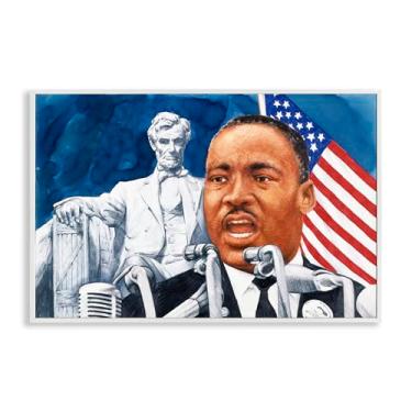 Imagem de Stupell Industries 1960s American Speech Portrait White Framed Giclee Art, design by Wind River Studios, 12 x 18