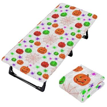 Imagem de Burbuja Lençol de berço esculpido de abóboras de Halloween para crianças, lençol de cochilo acolchoado portátil com faixa elástica para meninas e meninos, lavável na máquina, 63,5 x 127 cm