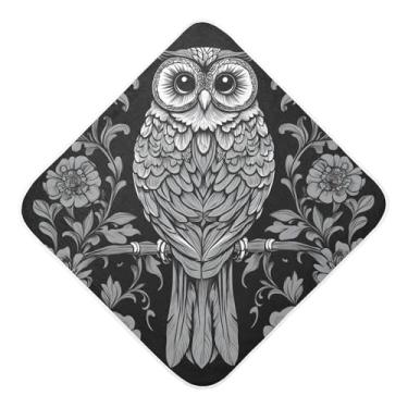 Imagem de STAYTOP Toalhas de bebê com capuz de coruja preta e flor musselina, toalha de banho super macia, toalhas de banho absorventes para banho recém-nascido unissex 76 x 76 cm
