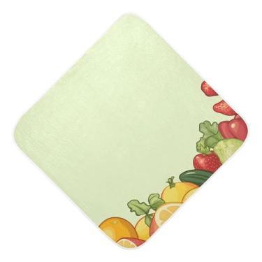 Imagem de Burbuja Toalha de banho para bebês com frutas e vegetais - Toalha com capuz de musselina macia e absorvente para recém-nascidos, 89 x 89 cm