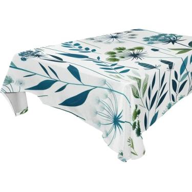 Imagem de Burbuja Toalha de mesa Blue Twig, toalha de mesa quadrada anti-rugas grossa para decoração de jantar, cozinha, festa, 137 x 137 cm