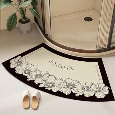 Imagem de Tapetes de chuveiro curvos - Tapete de banho curvo absorvente forte - Tapetes de chuveiro de borracha antiderrapante para chuveiro redondo e de canto (D, 45 x 100 cm)