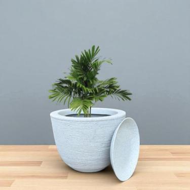 Imagem de Vaso Decoratico Planta Flor Bojo Escovado 19x25 Jardim Varanda Polietileno (Cinza)
