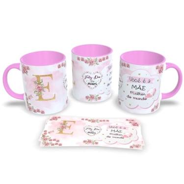Imagem de Caneca de Porcelana Com Alça e Interior Rosa Estampa Alfabeto das Mães (E)