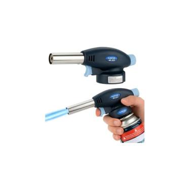 Imagem de Maçarico Culinário com Controle Manual, Azul, 16cm, 1300°C, Acendimento Automático, Metal e Plástico, Gás Butano