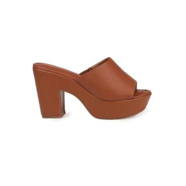Imagem de Tamanco Bebecê Plataforma Salto Bloco, Marrom, 37