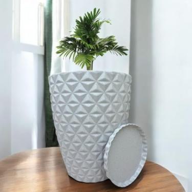 Imagem de Vaso Decoratico Planta Flor Coluna Diamante 42x35 Jardim Varanda Polietileno (Cinza)