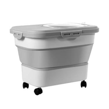 Imagem de Luocute Balde Dobrável, Recipiente de Armazenamento de Alimentos de Grande Capacidade Com Copo Medidor e Colher, Tampa Selada e Tampa Transparente, para Farinha de Arroz, Alimentos para (Balde