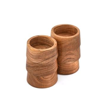 Imagem de EDHAS Conjunto de tigelas de sopa multiuso de madeira de acácia – Conjunto de 6 tigelas rústicas de sopa, salada, arroz, sobremesa e lanches (7,6 cm x 7,6 cm x 3,8 cm)