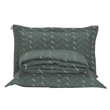 Imagem de Cobre Leito Casal Hipercal 400 Fios com Bordado, Amarelo Dourado, 3 Peças, Acabamento em Viés com Porta Travesseiros (verde militar, Queen)