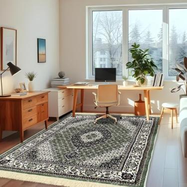 Imagem de 1 Tapete Escritório Grande Belga Luxo Es Cl 200 x 250 Vr (D4Cla Verde Branco Vermelho - Classico Medalhão Floral)