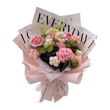 Imagem de predolo Buquê de Flores de Crochê, Buquê Tricotado, Flores Artificiais, Presentes Que Não Desbotam, Centros de Mesa, Arranjos Florais para Festas, Adereços Pa, ROSA, Tamanho real