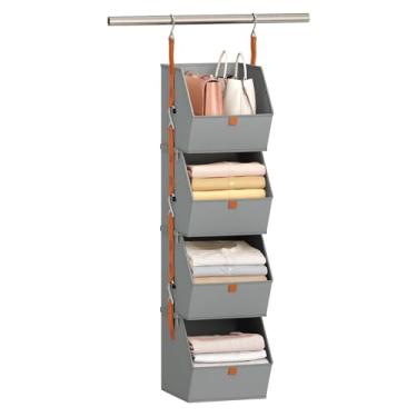 Imagem de Organizador de armário de 4 andares | Cestas de armazenamento de sapatos - para locatários de apartamentos, dormitórios, berçário, escritório, garagem, sapatos, bolsas, meias e brinquedos