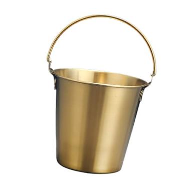 Imagem de Yosoo Mini Balde de Gelo de Aço Inoxidável, Balde de Gelo Seguro para Alimentos para Bebidas, Vinho, Batatas Fritas, Com Alça para Festas, Bares e Uso Doméstico (GOLD)