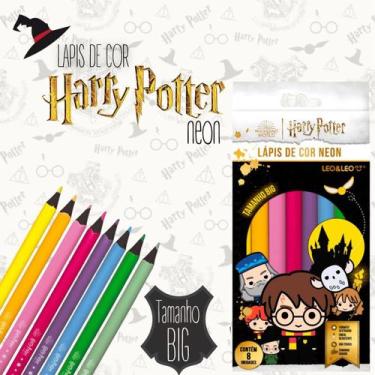 Imagem de Lápis De Cor Big Neon Harry Potter 8 Cores Sextavado Leo&Leo - Letron