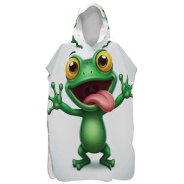 Imagem de Joisal Poncho de surfe sapo verde desenho animado roupão de banho com capuz toalha de banho reutilizável ponchos de praia para homens