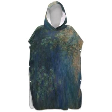 Imagem de Joisal Art Water Lily Painting Surf Poncho Adultos Trocando Roupão Unissex Adulto Poncho com Capuz Praia Banho Toalhas com Capuz