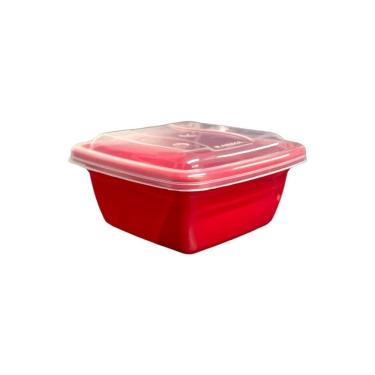 Imagem de Conjunto Com 4 Potes 250Ml Quadrado Color - Vermelho
