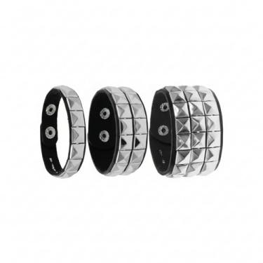 Imagem de Conjunto de pulseiras de couro punk – 3 peças de pulseiras góticas com rebite de ponta, pulseiras de rock ajustáveis para homens e mulheres, joias retrô cravejadas para roupas góticas