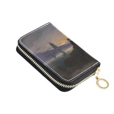 Imagem de Carteira feminina Caspar David Friedrich com pintura pequena com bloqueio de RFID, carteira de cartão de crédito com zíper e bolso para moedas