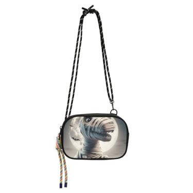 Imagem de TSENQUE Bolsa feminina de dinossauro e lua de Halloween, bolsas transversais, carteira pequena para celular, bolsas de viagem sobre o ombro, moda