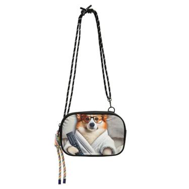 Imagem de Bolsas femininas transversais pequenas bolsa de telefone com alça moderna Corgi Dog Funny Travel over Shoulder Purses
