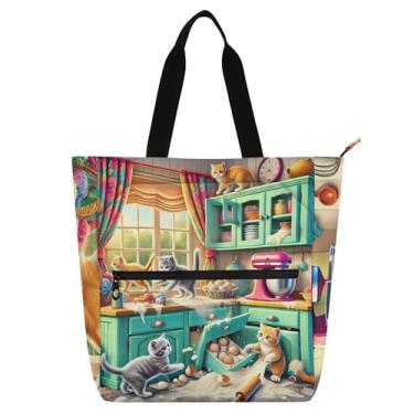 Imagem de GAIGEO Bolsa de ombro divertida para mulheres, crianças, faculdade, escola, trabalho, reutilizável, com zíper