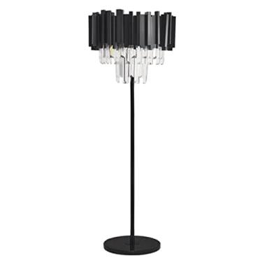 Imagem de Elegante luminária de chão em cristal preto com base de mármore - Luminária de chão estilosa para decoração de salas de estar e hotéis - Solução de iluminação alta e fácil de usar
