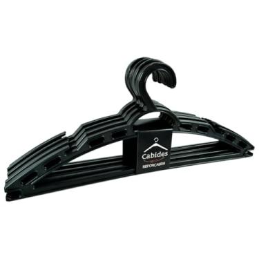 Imagem de Cabides Kit com 10 Unidades de Plástico Preto Cabides Reforçados para Roupas Design Resistente