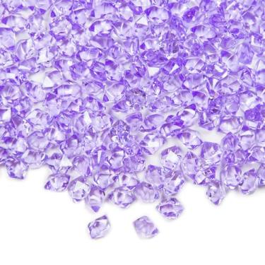 Imagem de Featuman Pedras de cristal roxas joias de plástico, 400 peças de cristais falsos preenchedores de vaso de pedras acrílicas para centros de mesa, diamantes falsos cubos de gelo de plástico para jogos
