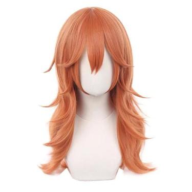 Imagem de Peruca Cosplay Makima Chainsaw Man Laranja Marrom Resistente Ao Calor 