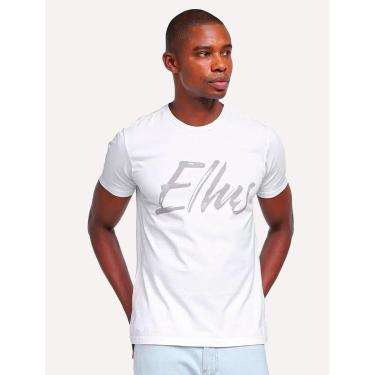 Imagem de Camiseta Ellus Masculina Maxi Logo Classic Brush Branca-Masculino
