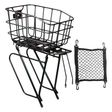 Imagem de Dynwave Cesto para bicicleta dobrável com bagageiro, fácil de montar, construção robusta, grande capacidade e acessórios versáteis. Cor preta.