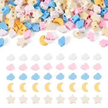 Imagem de Magibeads 200 contas de argila de polímero doce lua estrela nuvem contas coloridas fatia solta espaçador contas para bricolage pulseira da amizade colar brinco alça de telefone berloque chaveiro