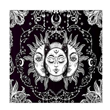 Imagem de e Tapestry Black and White Wall Hanging Burning with Star Mystic Bohemian Decorative Cloth for Bedroom Living Room Soft Comfy Skin-Friendly Multiple U
