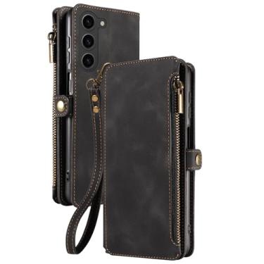 Imagem de LYJSMGZ Capa flip para Samsung Galaxy S25 Ultra/S25 Plus/S25, compartimento magnético para cartão com bloqueio de RFID, capa de corpo inteiro, à prova de choque, capa de grande capacidade, preta, S25