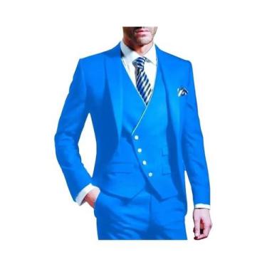 Imagem de Terno Masculino De 3 Peças Em Cor Sólida Para Casamento E Negócios, Co