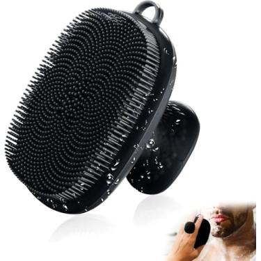 Imagem de VWMYQ Esfoliante facial de silicone para homens Escova de limpeza facial de silicone Escova manual de limpeza à prova d'água Cuidados com a pele Escovas de rosto para limpeza e esfoliação (preto)