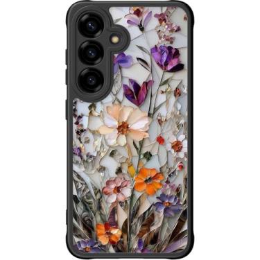 Imagem de DEENAKIN Capa fofa para Samsung Galaxy S25, capa rígida floral estética, compatível com Magsafe, capa protetora fina e moderna exclusiva etro coquete ocidental para mulheres e meninas, veias florais